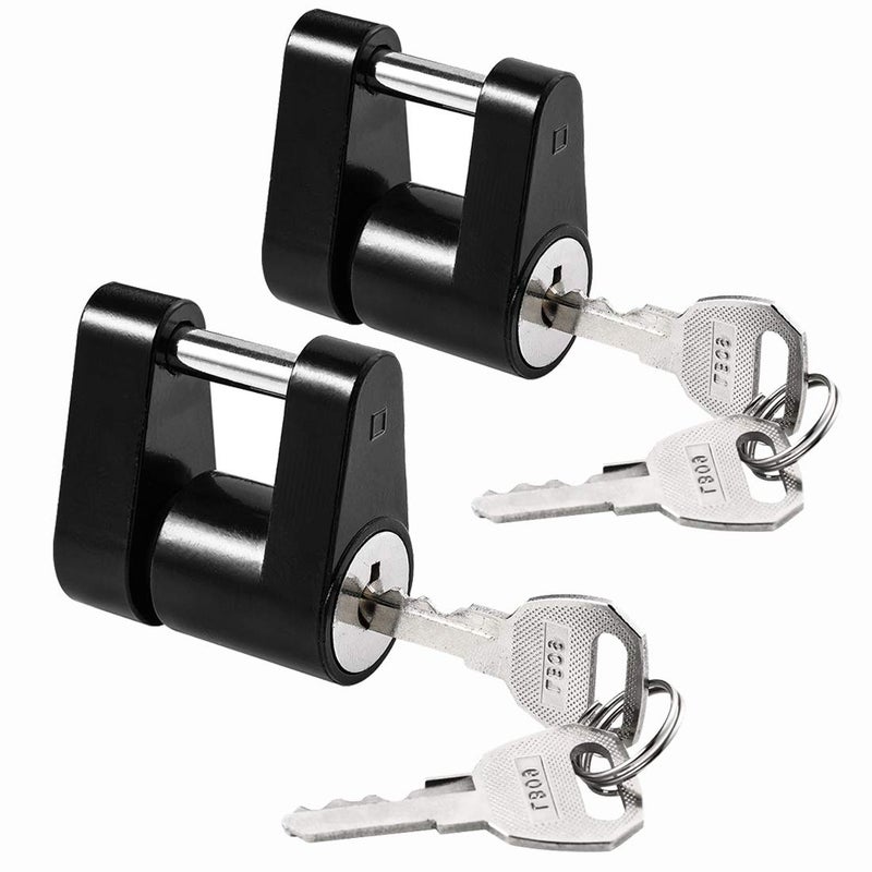 CZC AUTO Black Trailer Hitch Coupler Lock  Dia 1/4 Inch  3/4 Inch Span for Tow Boat RV Truck Car 's Coupler (2 Pack keyed Alike  Black) - Image 1